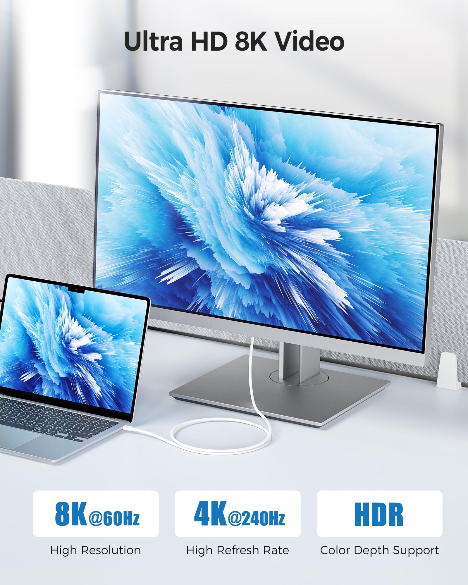 Cable Matters Certyfikat Intel pleciony kabel Active Thunderbolt 4 2 m 40 Gb/s 100 W 8K biały