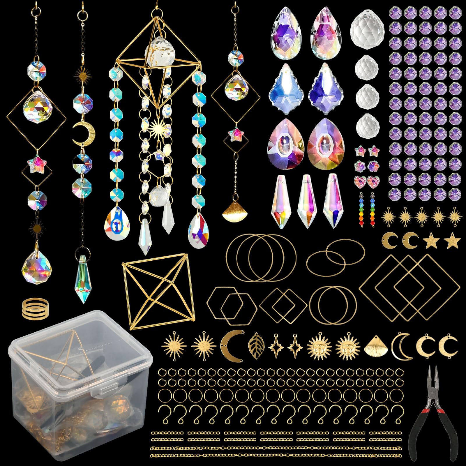 Atrapador Set de 400 Piezas Atrapasoles – Suncatcher & Sun Catcher de Cristal para Ventana, Atrapasoles Cristal Colgante, Atrapasole Arcoíris Colgante, Adecuado para Hogar, Jardín, Navidad, Boda