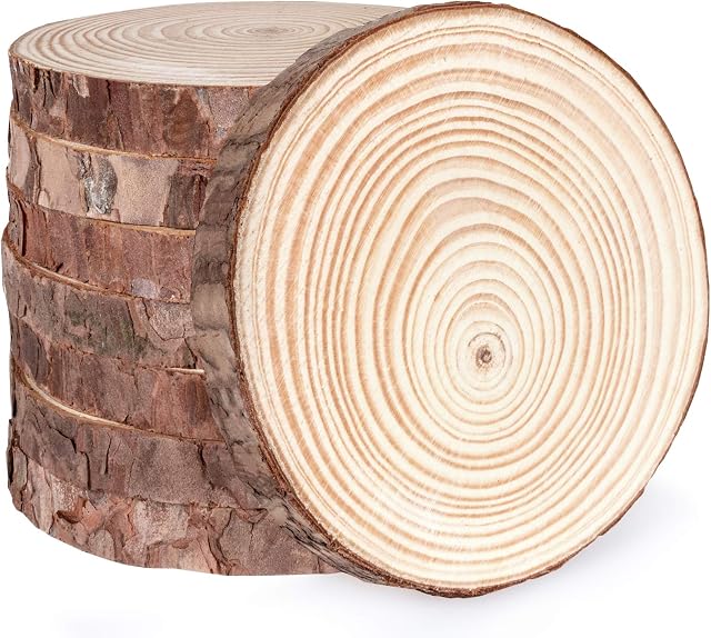 ilauke Natural Wood Slices 12 Pcs 13-14cm Circle Wooden Discs Unfinished Log Wooden Rounds for Arts Crafts Wall Decor Wedding Christmas DIY Projects