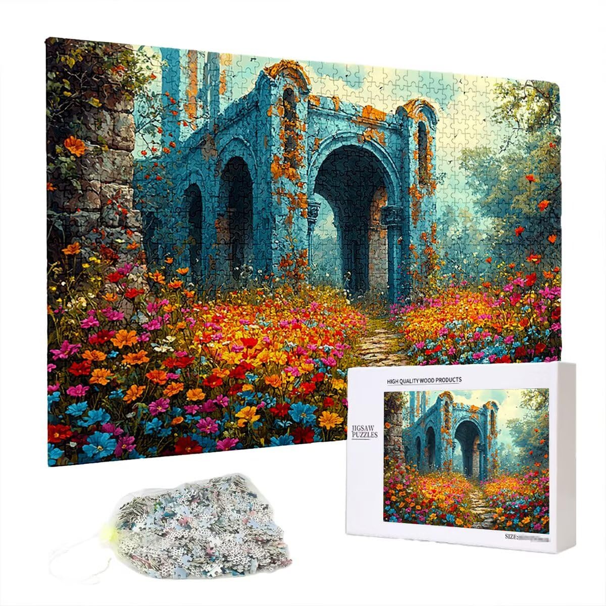 Puzzle 3000 elementów, kwiat, krajobraz, 3000 elementów, drewniane puzzle dla dorosłych, trudna łamigłówka, gra logiczna dla całej rodziny, drewniane puzzle do dekoracji salonu, na prezent, Q-20