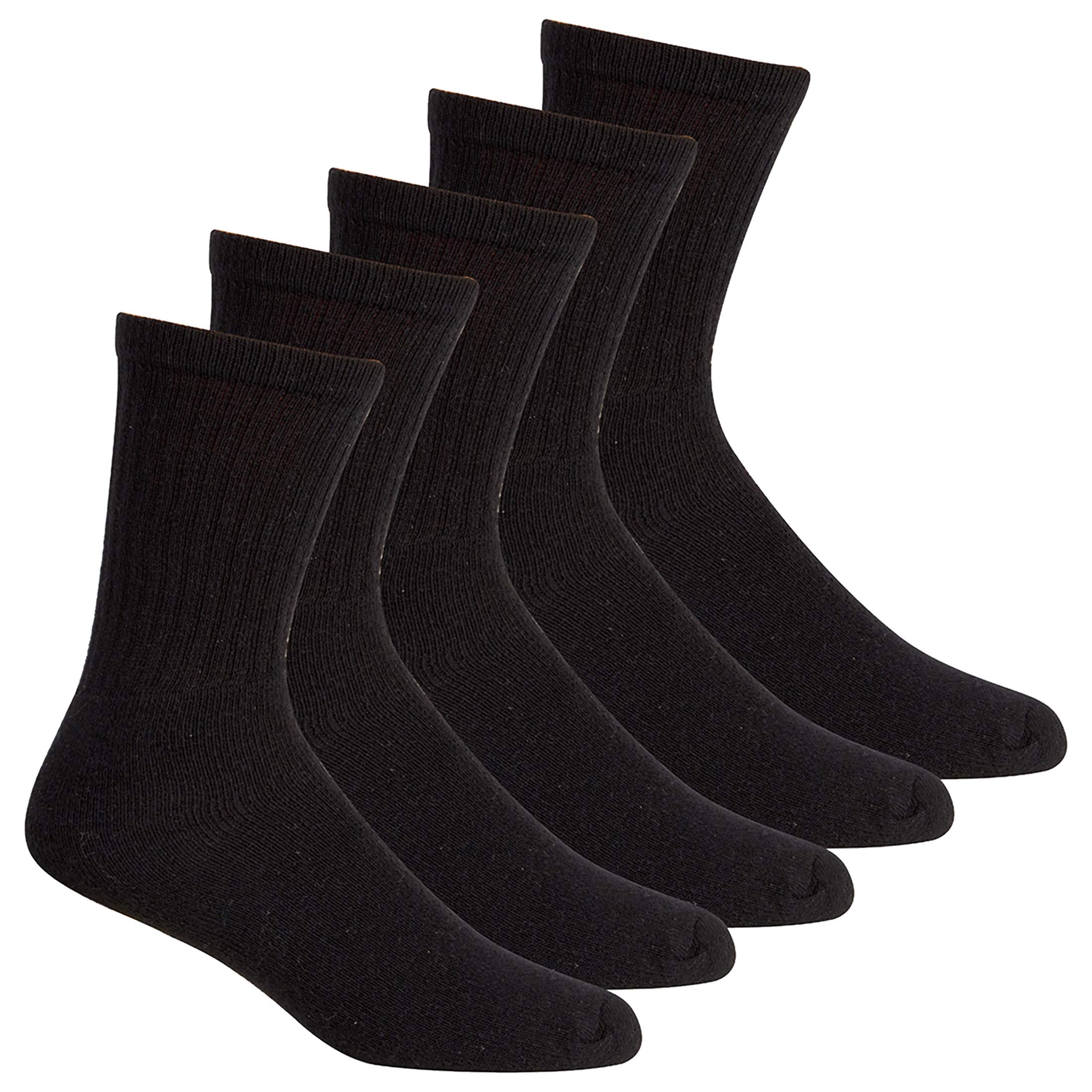 Metzuyan Men's Black 5 Pairs Pre-Washed Cotton Rich 5 Pair Multipack Plain Sports Socks Black