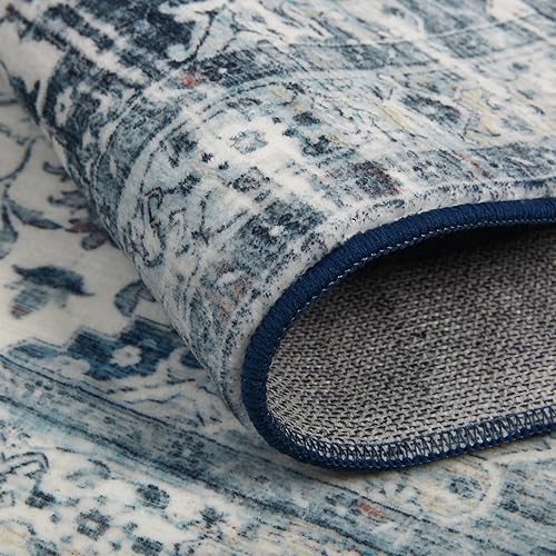 Miniatura 5 de Alfombra de área de 2 x 6 pies, tribal, envejecida, para entrada, medallón vintage, alfombra para interiores, alfombra de pelo bajo, suave,