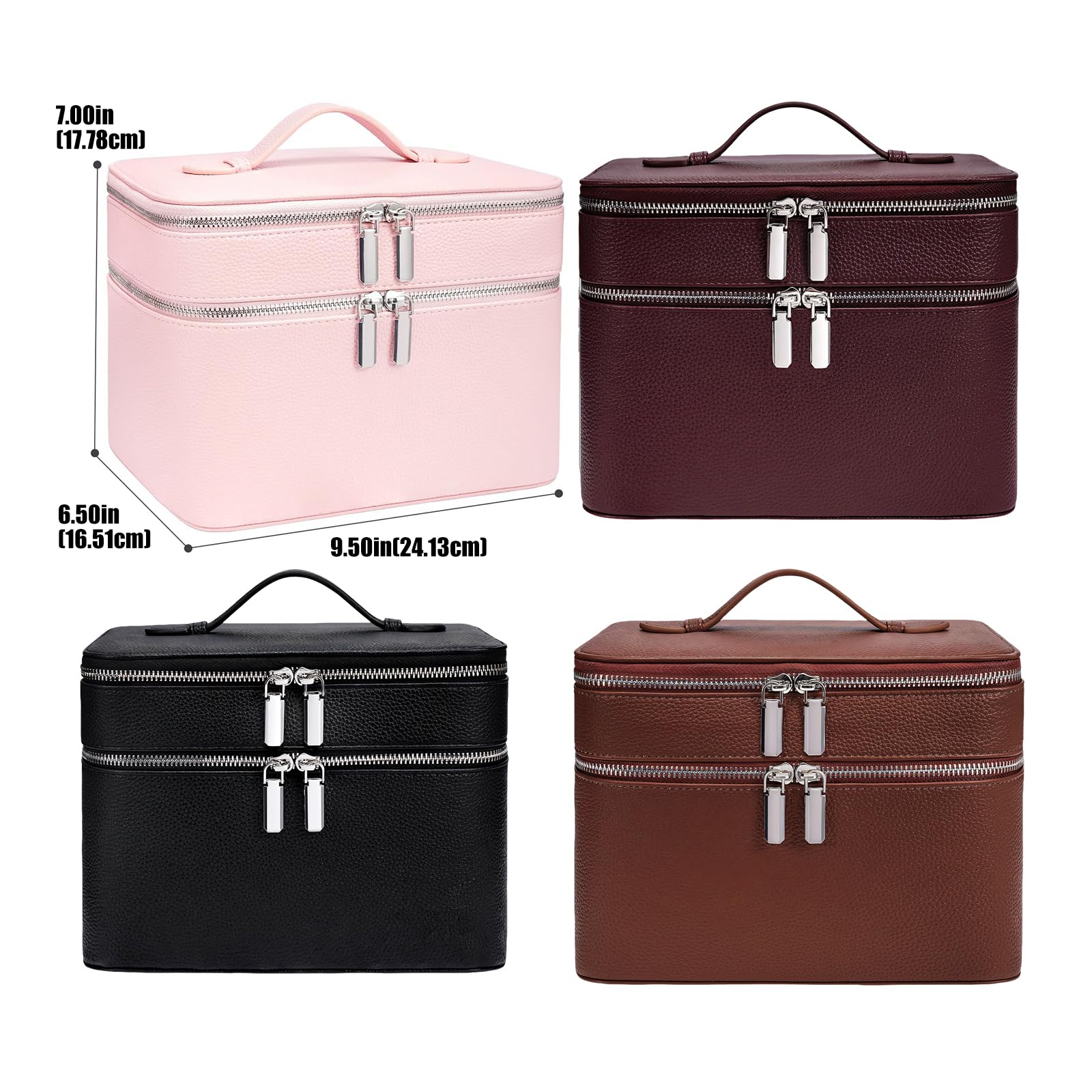 Estuche para cosméticos de PU de Calidad Que Proporciona un Amplio Espacio para Todos Sus Accesorios de Belleza Durante los Viajes Estuche para cosméticos con Soporte para brochas