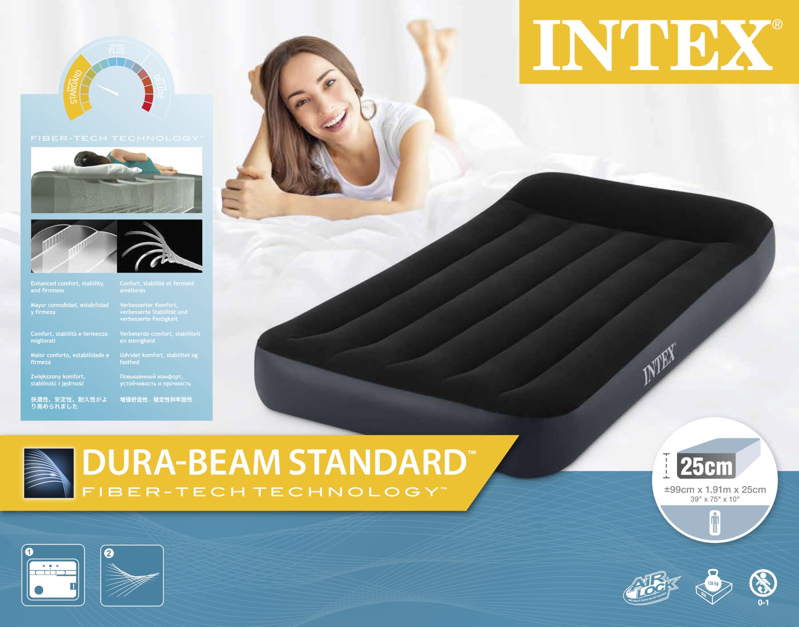 Intex - 64146ND - Matelas Gonflable Pillow Rest Classic Électrique - 1 Pers