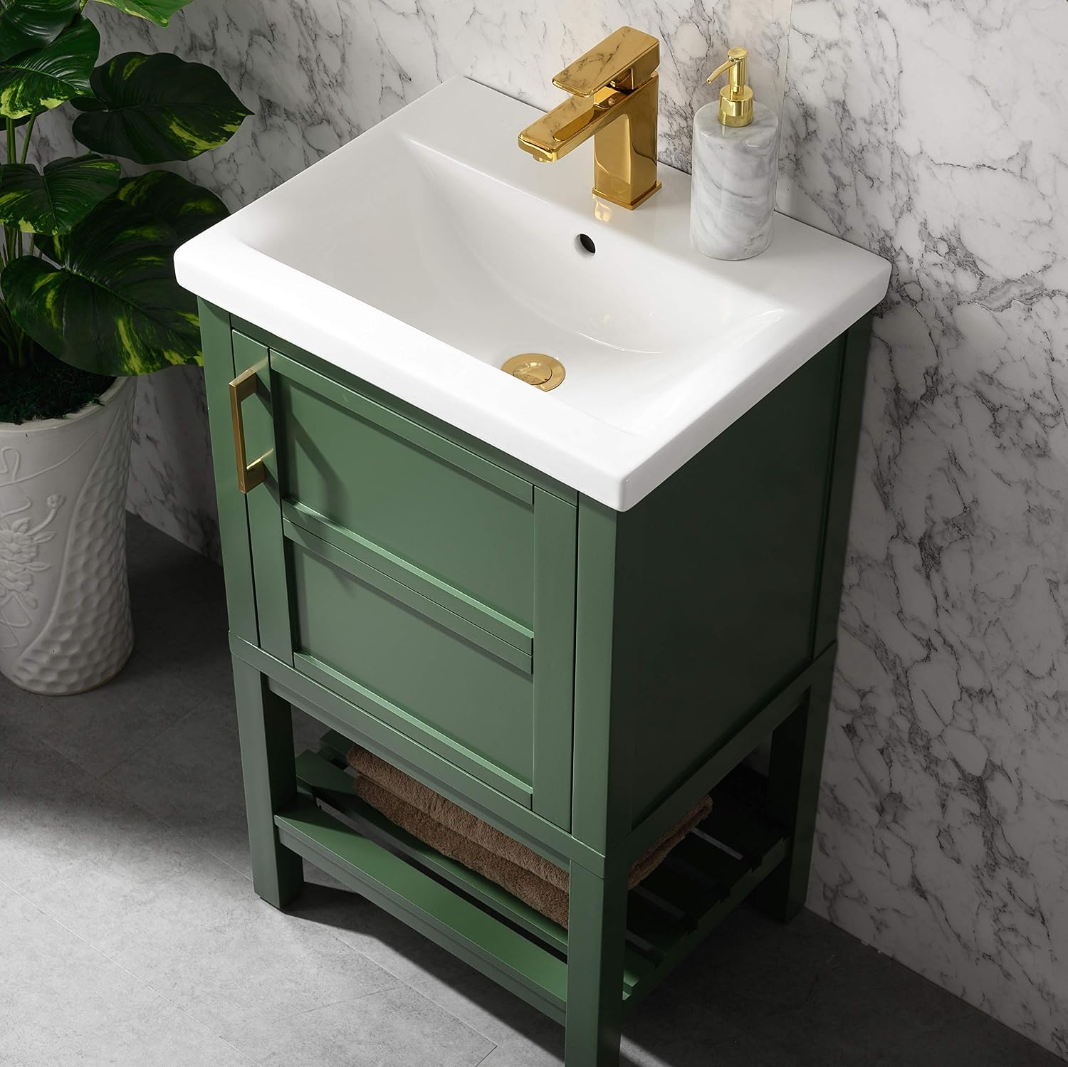 UrbanFurnishing.net Bailey 20" Single Bathroom Vanity with Porcelain Top - Green