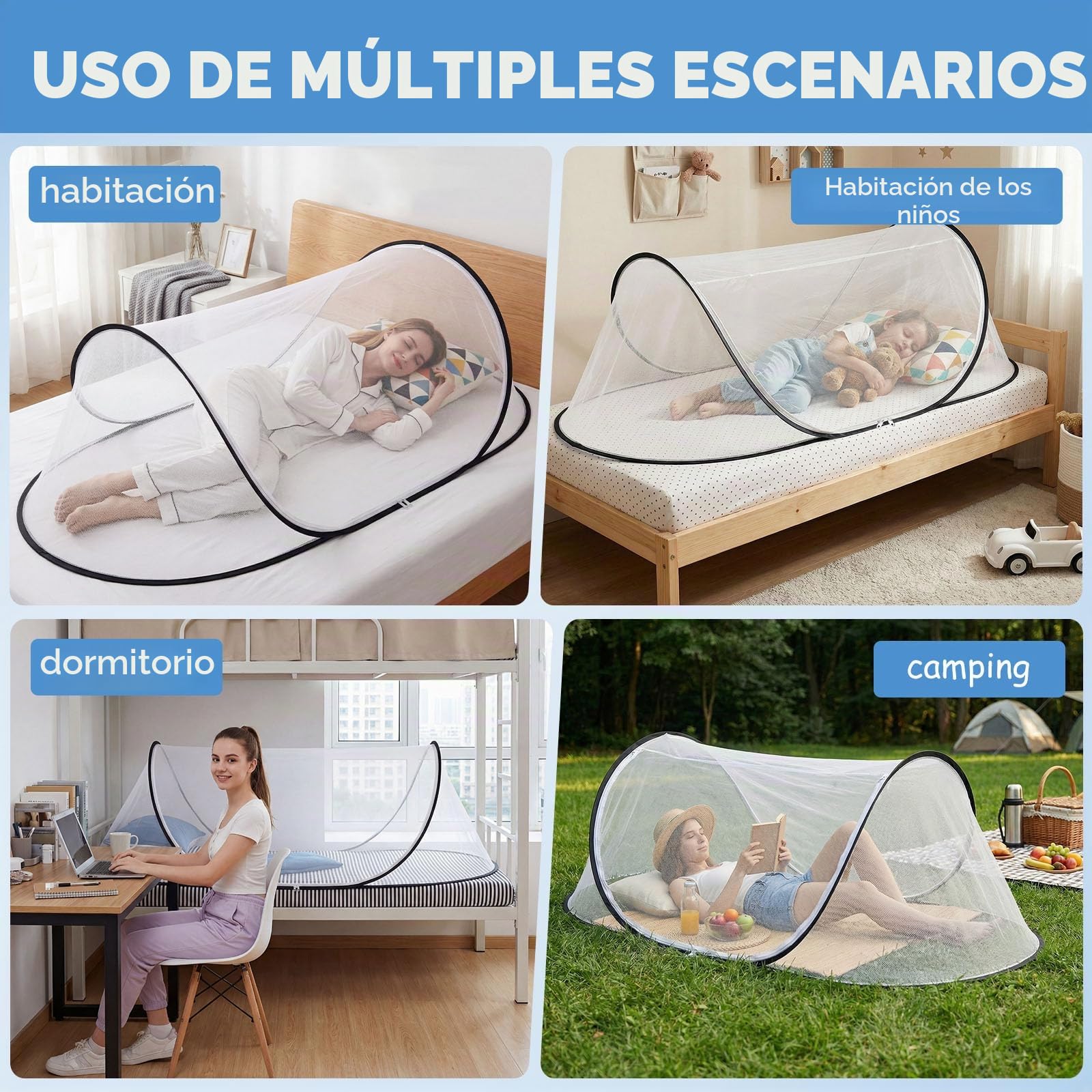 Mosquitera, 200 x 80 x 56 cm Mosquitera Plegable Emergente para Camas para Tiendas de Campaña de Viaje para Dormitorios, Camping al Aire Libre, Camas, Viajes