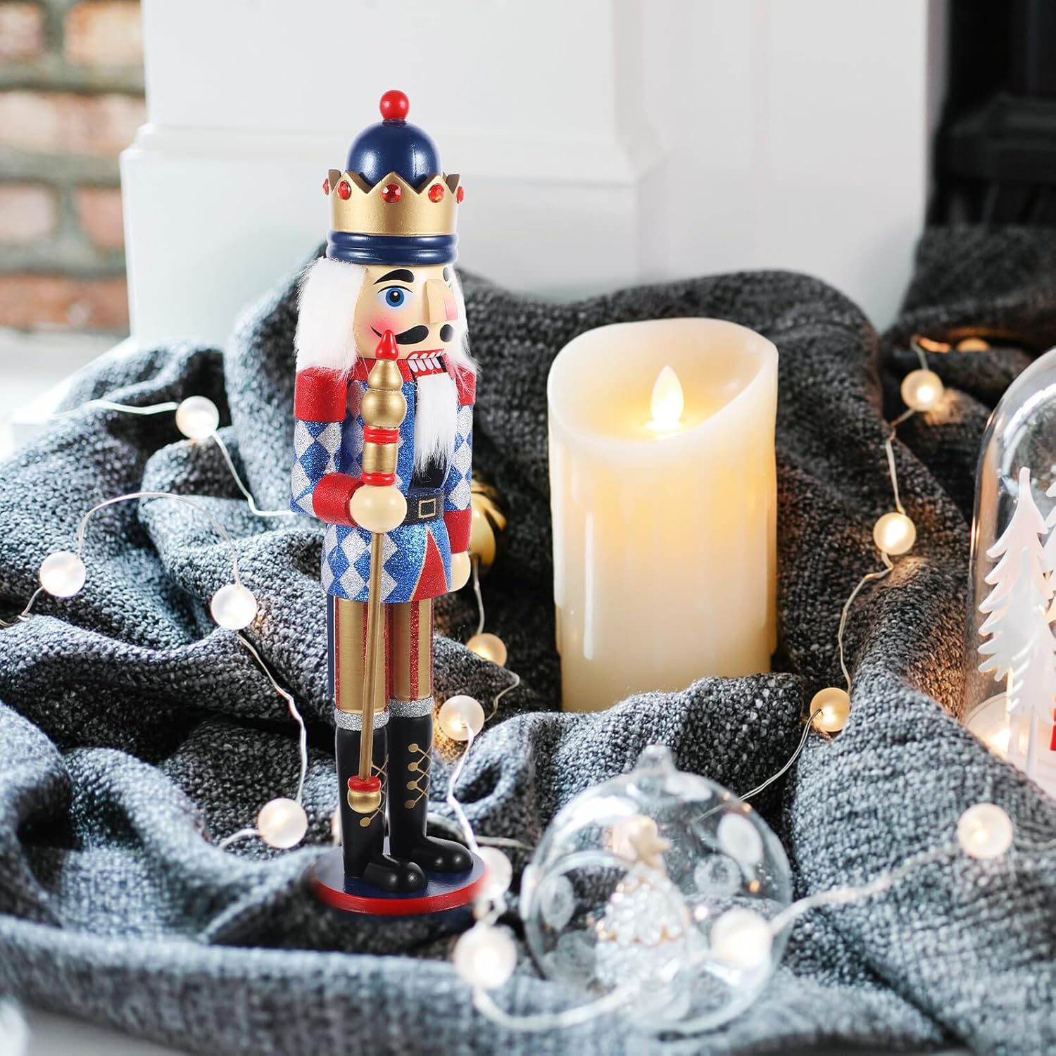 Christmas Nutcracker Ornament Wooden Nutcracker Puppet Figure Festive Desktop Christmas Decor for Home and Holiday Display