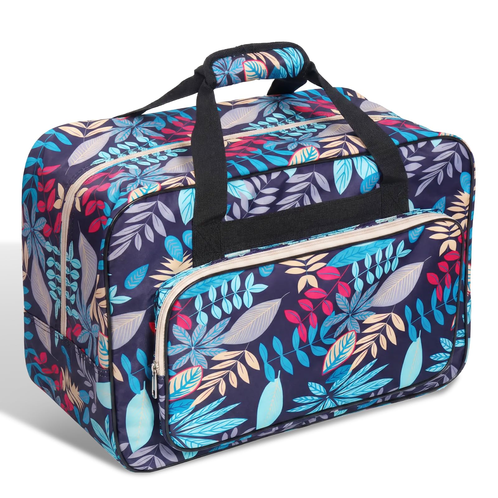 RHAIQBVC Sewing Machine Carrying Case,Oxford Cloth Sewing Machine Storage Tote Bag, 18.11 x 9.05 x 12.6 inches Large Capacity Multi Pocket Carrying Handbag with Full Width Smooth Zip for Craft(Blue) — image 1