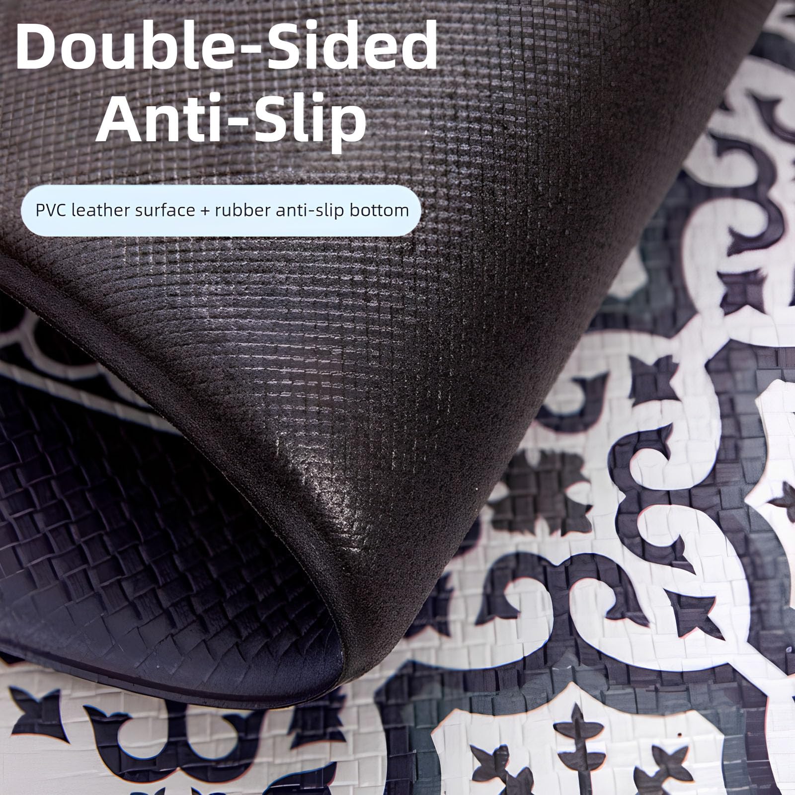 Tapis anti-fatigue en cuir pour bureau debout - 45 x 150 cm + 45 x 180 cm - Coussin de sol ergonomique avec rembourrage épais pour bureau, cuisine et atelier - Confort