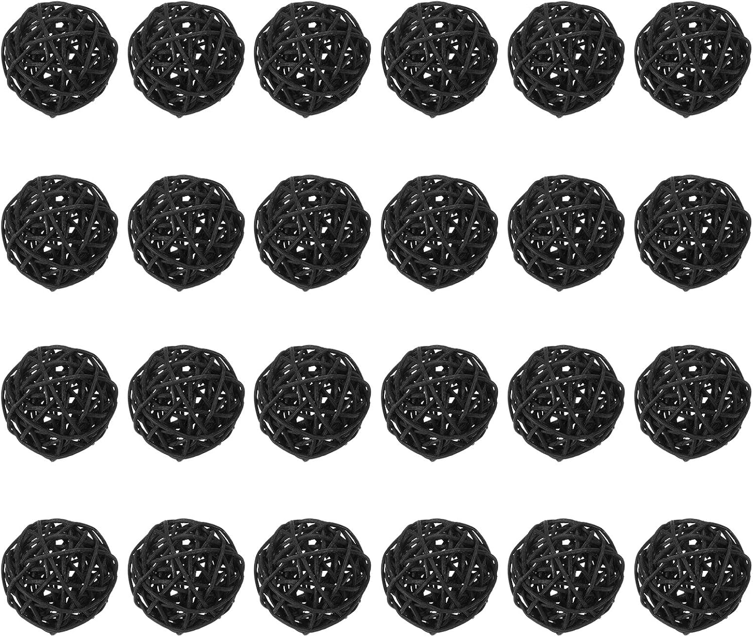 MECCANIXITY 24 Pcs Wicker Rattan Balls 2.4 Inch Rattan Decorative Balls Vase Fillers for Wedding Party Centerpiece Bowls Home Decoration, Black
