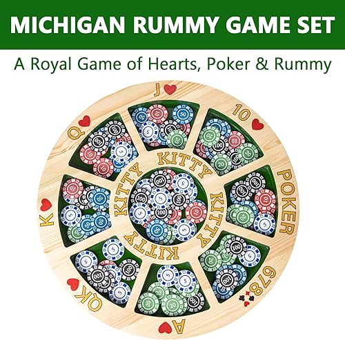 Miniatura 2 de Michigan Rummy Deluxe - Juego de mesa de juego de madera + 2 cajas de fichas (200 piezas) + 1 baraja de póquer + 1 manual de juego. La mezcla