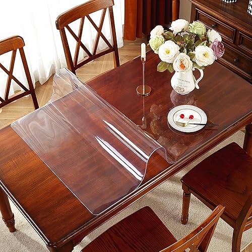 Miniatura 2 de OstepDecor - Protector transparente de mesa de 564de pulgada de grosor, 54 x 54pulgadas, cubremesa de plástico, tapete de cloruro de polivinilo para