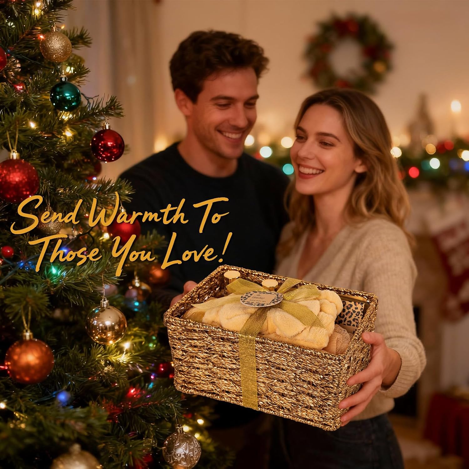 35 Pcs Valentines Day Gifts for Women, Honey & Almond Bath & Body Gift Basket, Face Skin Care Kit, Home Spa Gift Set, Self-Care Kit, Necklace, Birthday, Christmas, Mother Day, Anniversary - Image 3