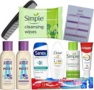 Travel Toiletries Set for Women and Men, Mini Size Travel Toiletries, Holiday Essentials for Women, Airport Security Liquids Bags, Hospital Toiletries