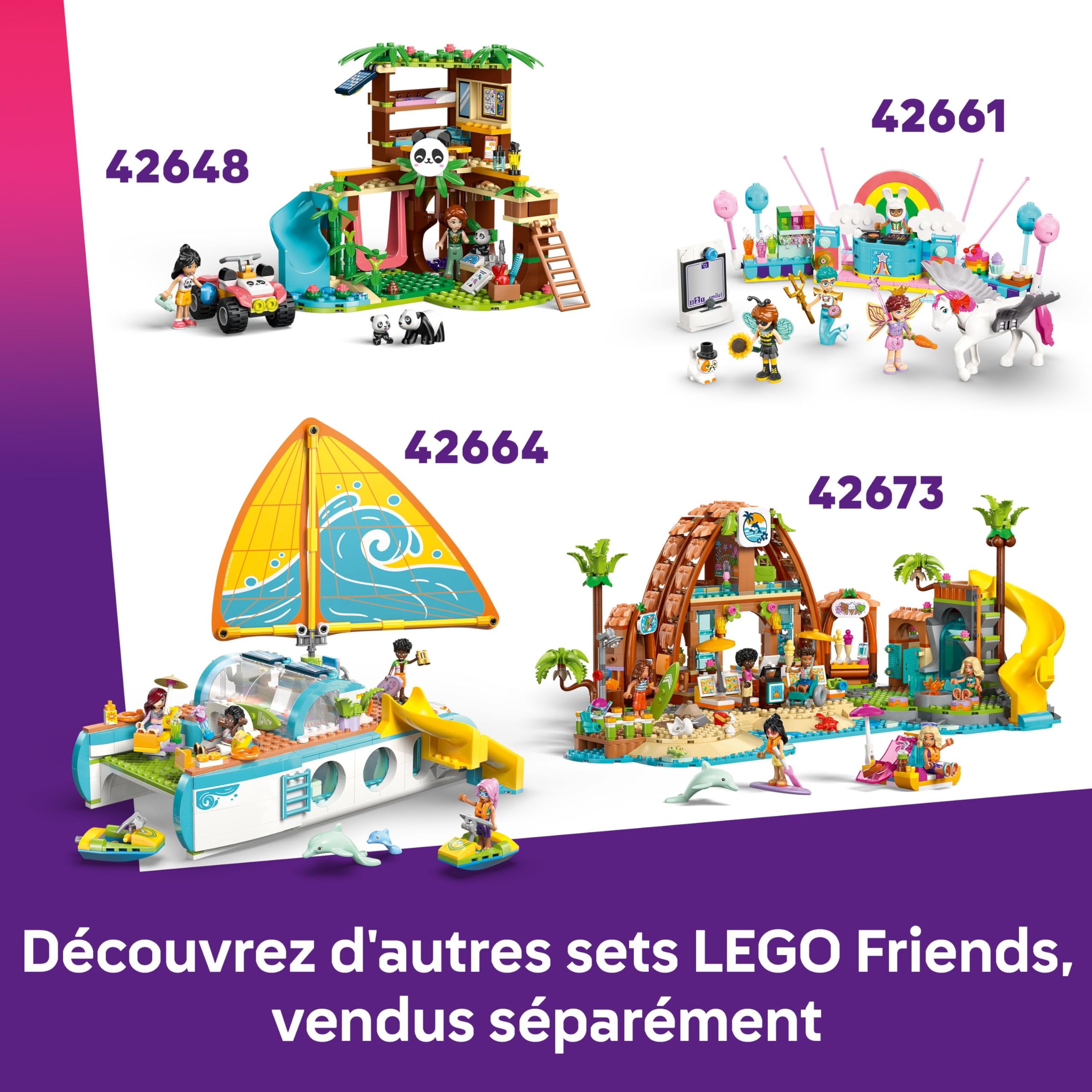 LEGO Friends Café des Plantes et Kiosque à Fleurs - Jouet de Construction - 4 Mini-Poupées, Figurine Chat, Tramway & Accessoires de Cuisine Dont Tasses & Théière - Cadeau pour Fille dès 9 Ans 42671