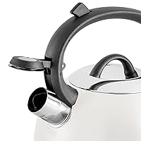 Vista 4 de Mr. Coffee Flintshire - Hervidor de té silbante de acero inoxidable de 1.75 cuartos de galón con mango de nailon, hervidor de cocina duradero