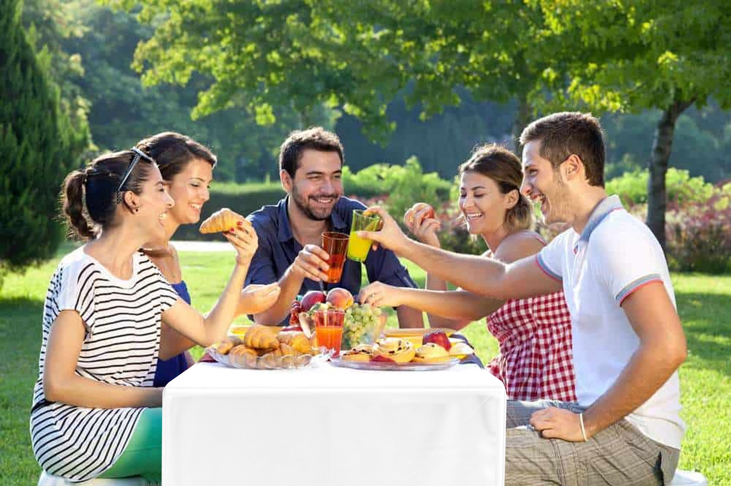 3 Pack Bierbank Hussen & Biertisch Husse 3er-Set, 220 x 50 x 80 cm in Bierzeltgarnitur, Biertischhusse Premium für 50 cm Blickdicht waschbar Tisch für Outdoor-Bankette (Weiß)
