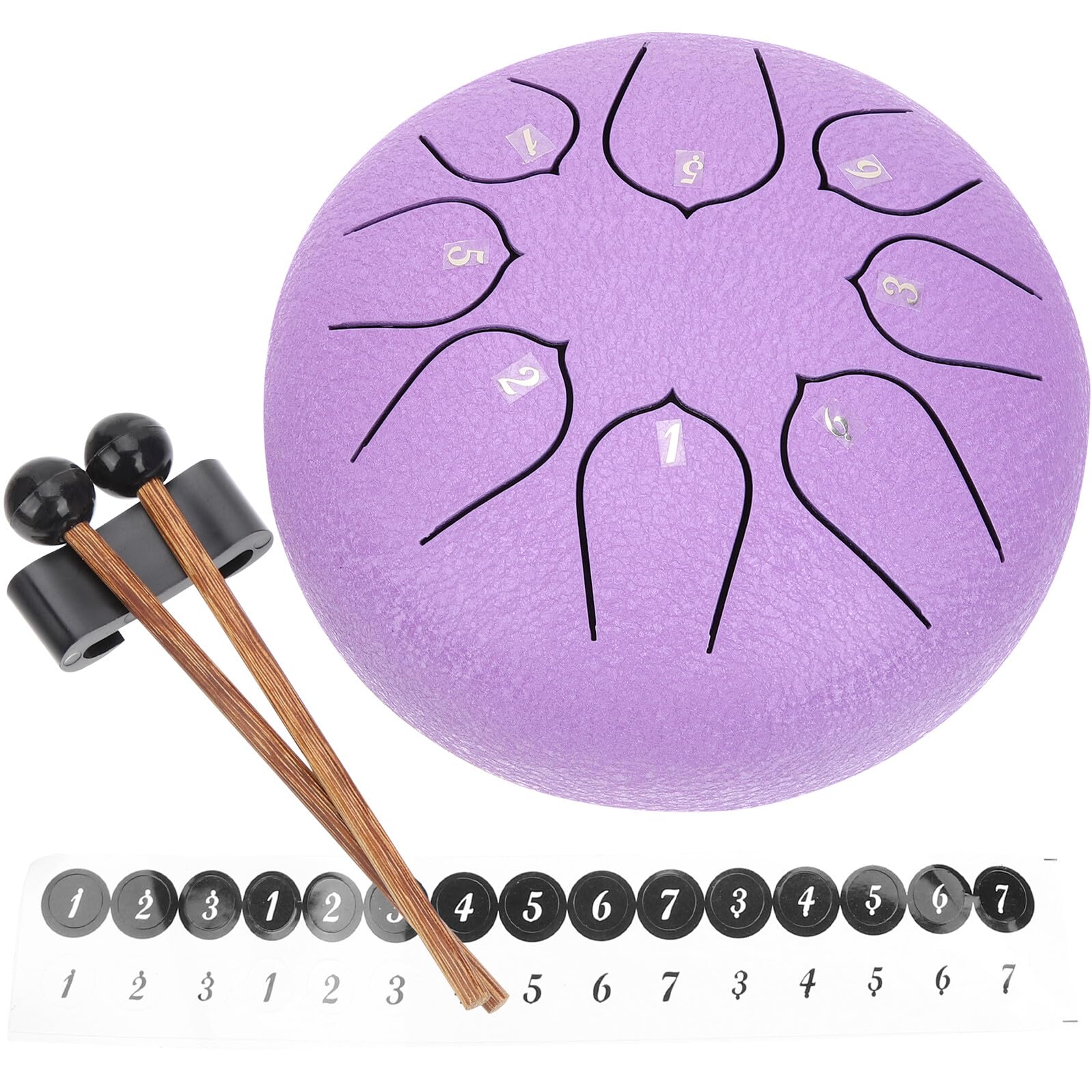 Instrumento de Percusión de Lengüeta de Acero Portátil de Mano para Adultos y Principiantes, Instrumento Etéreo de Madera y Púrpura para Relajación y Aprendizaje Musical