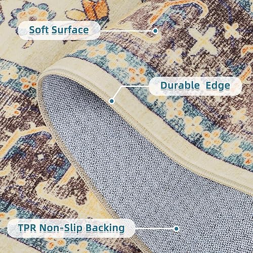 Miniatura 3 de Dripex Alfombras de área de 8 x 10, resistentes a las manchas, lavables, desgastadas, bohemias para sala de estar, comedor y dormitorio,