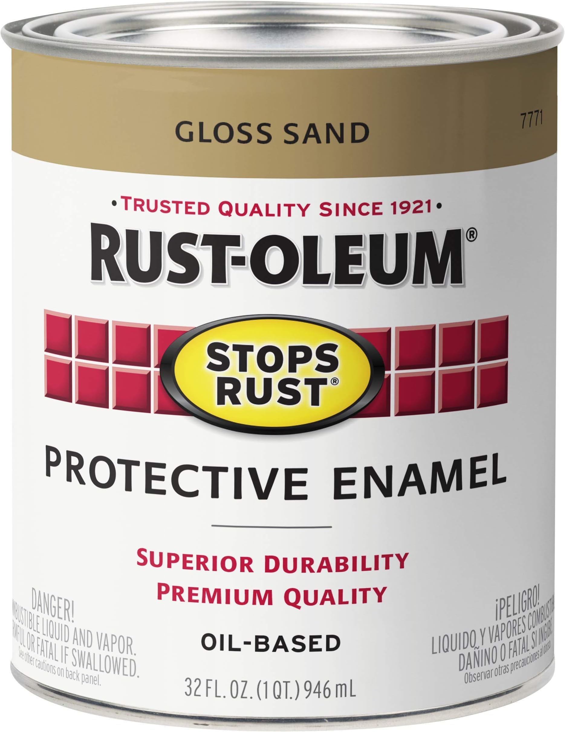 7771502 Stops Rust Brush On Paint, Quart, Gloss Sand, (Pack of 1)
