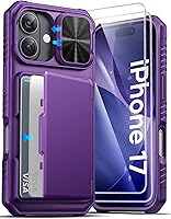 Vista 60 de ATATOO Funda tipo cartera para iPhone 16 con tarjetero (almacena 3-5 tarjetas) [bloqueo RFID] y funda deslizante para cámara, protección de grado