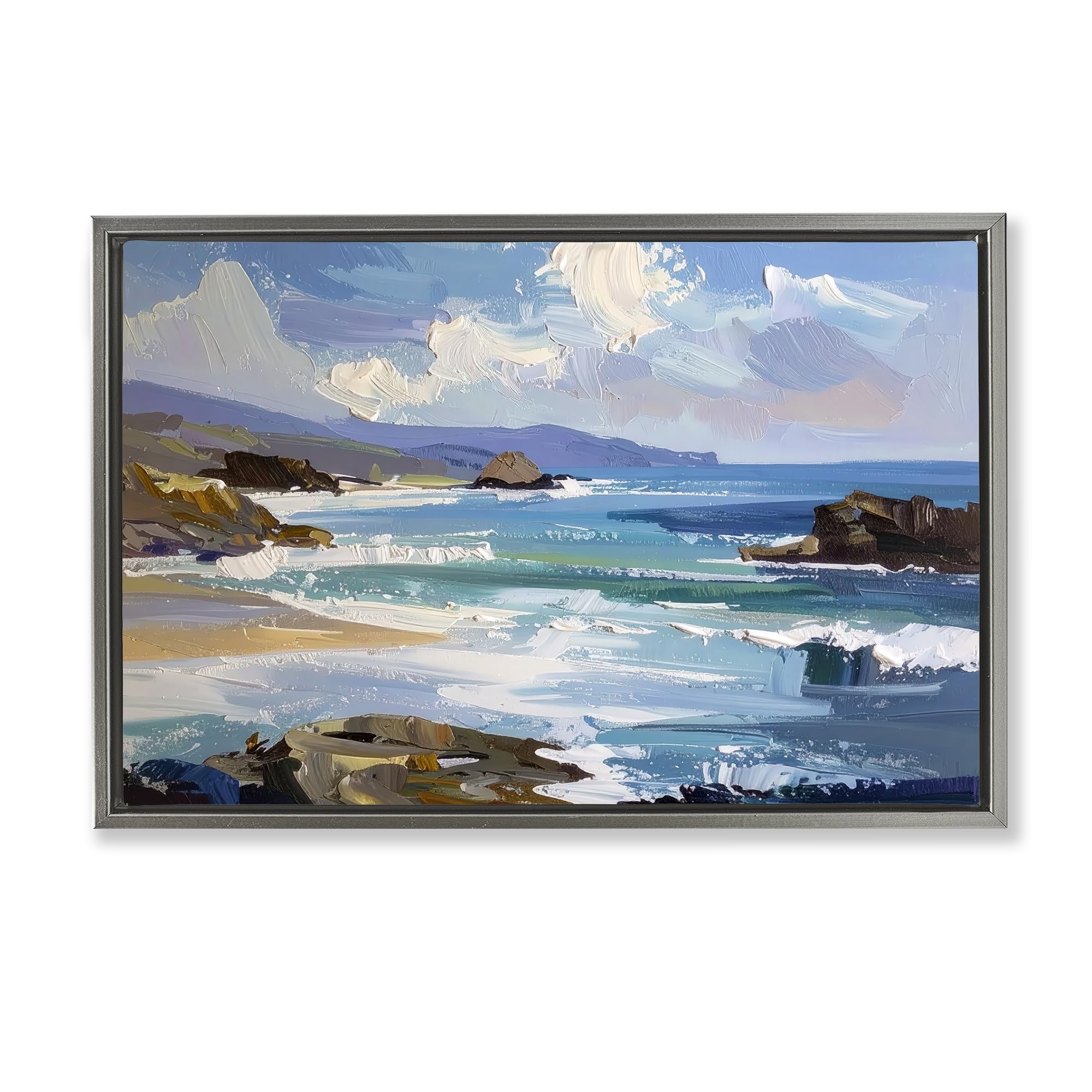 Stupell Industries Serene Coastal Ocean Horizon Coastal Horizon Seascape, 16 X 24 Inch Canvas In Floater Frame