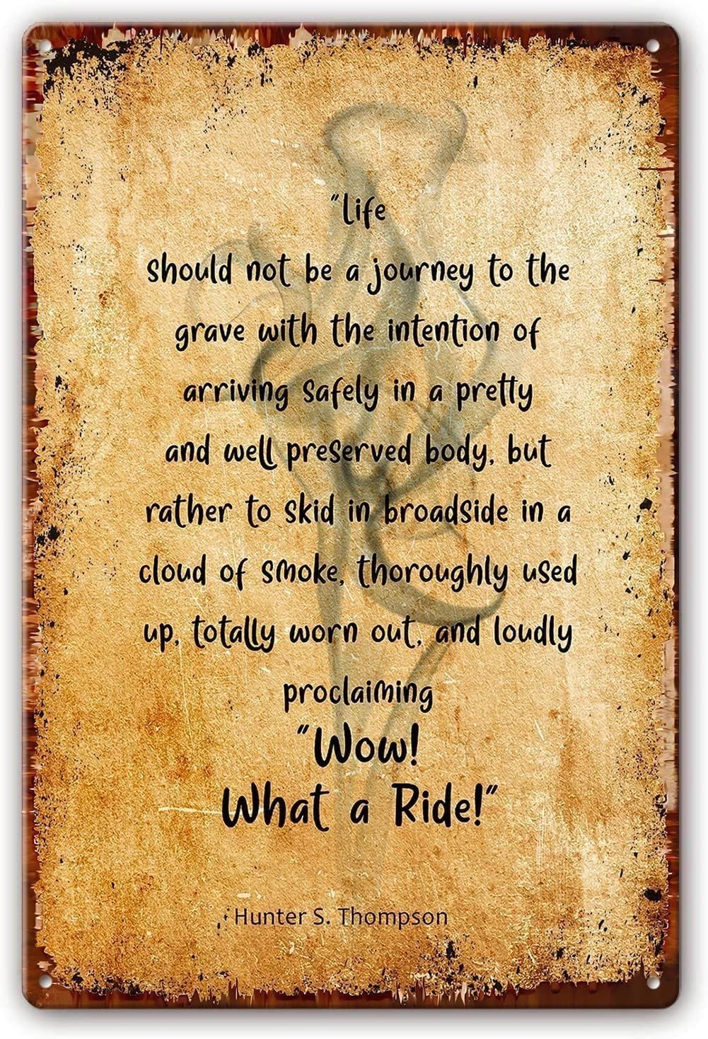 MQXFCZUX Wow What A Ride Metal Tin Sign Vintage Motivational Wall-Art Life Journey Quote For Garage Man Cave Bar Decor 8x12 Inch