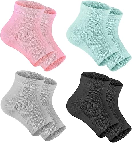 Miniatura 8 de Selizo 5 pares de calcetines de gel hidratantes con punta abierta para tacones secos y agrietados, 5 colores