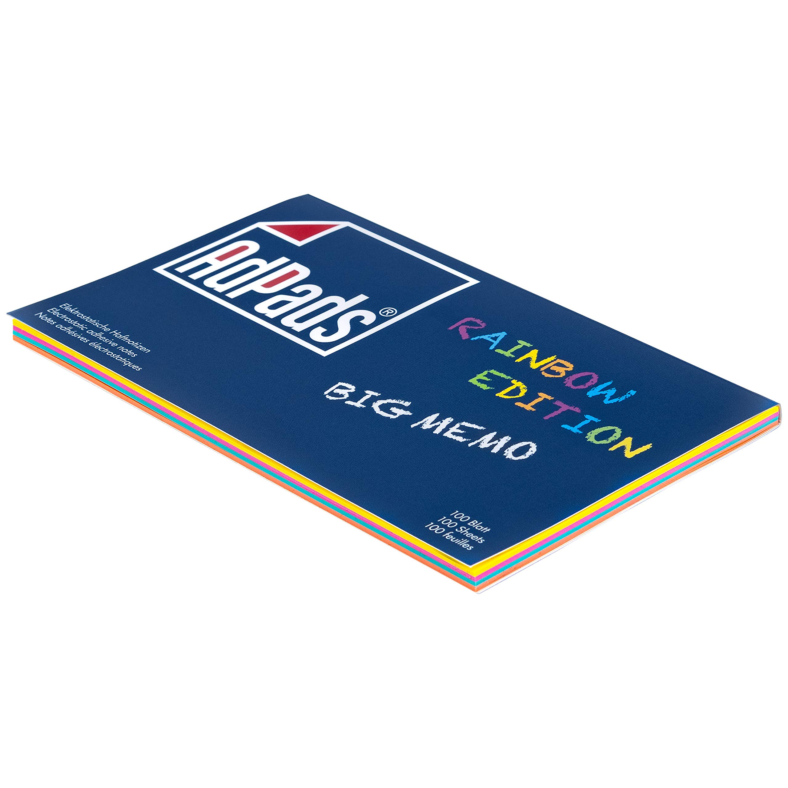 elektrostatisch selbstklebende Haftnotiz-Moderationskarten, Rainbow Edition Big Memo | 170 x 100mm, 200 Blatt, Bunt | Mixed Static Sticky Notes
