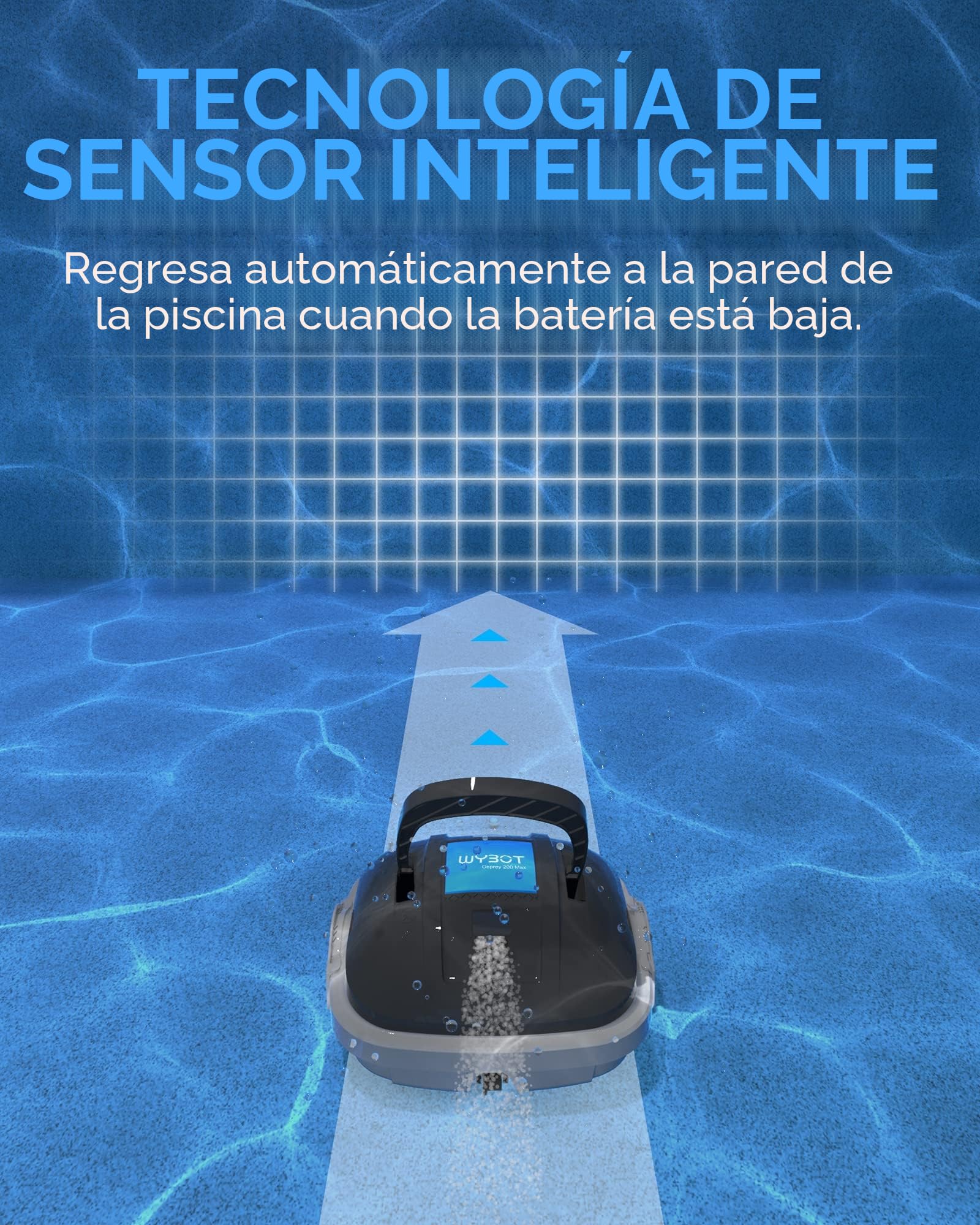 WYBOT Robot Limpiafondos Piscina Electrico sin Cable para Aspirador Piscinas de hasta 80m², 100 Mins Estacionamiento Automático, Robot Limpiafondos Piscina con Motores de Doble Tracción Gris Oscuro