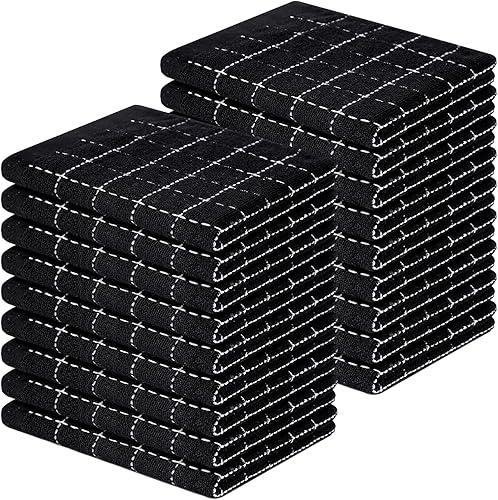 Miniatura 83 de Homaxy Toallas de cocina de rizo de algodón 100% (gris oscuro, 13 x 28 pulgadas), diseño a cuadros, suaves y súper absorbentes, paquete de 8