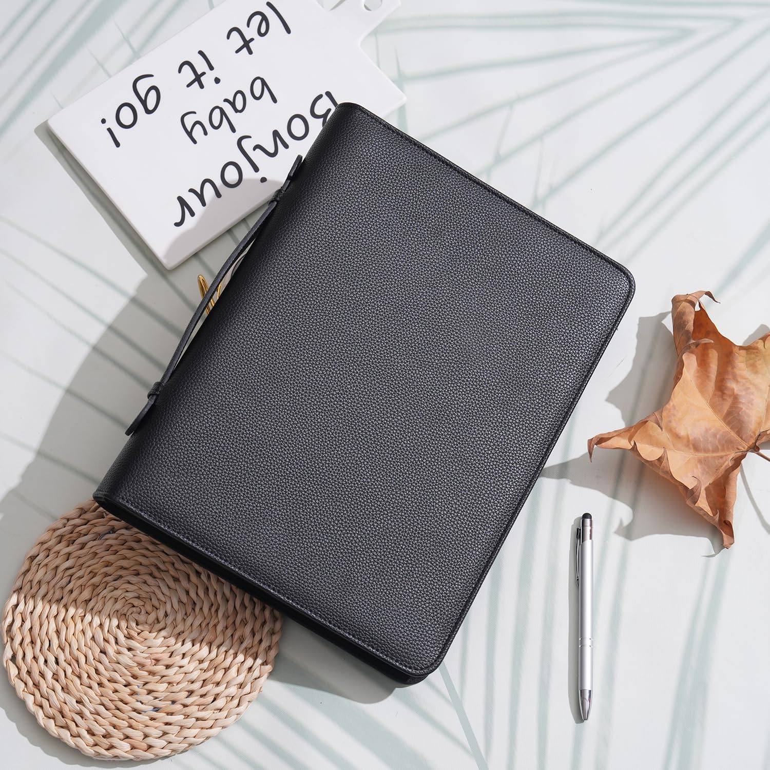 Wonderpool Travel Zippered Portfolio 3 Ring Binder A4 Padfolio Document Case with Removable Clipboard Legal Pad Holder - Image 2