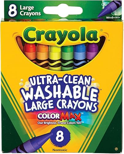 Crayola Ultra Clean - Crayones lavables grandes, suministros escolares, 8 unidades (paquete de 1)