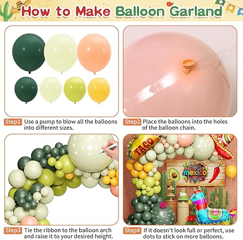 Miniatura 8 de Winrayk Kit de arco de guirnalda de globos de fiesta del Cinco de Mayo, decoración de fiesta mexicana, sombrero de taco, llama, globos de papel de