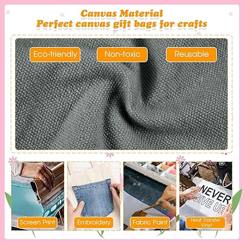 Vista 157 de Amylove 24 mini bolsas de lona en blanco para sublimación, reutilizables, para comestibles, equipaje de bricolaje, para fiestas incluso