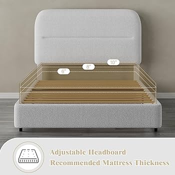 Amazon.com: HOMBCK Twin Bed Frames with Headboard, Boucle