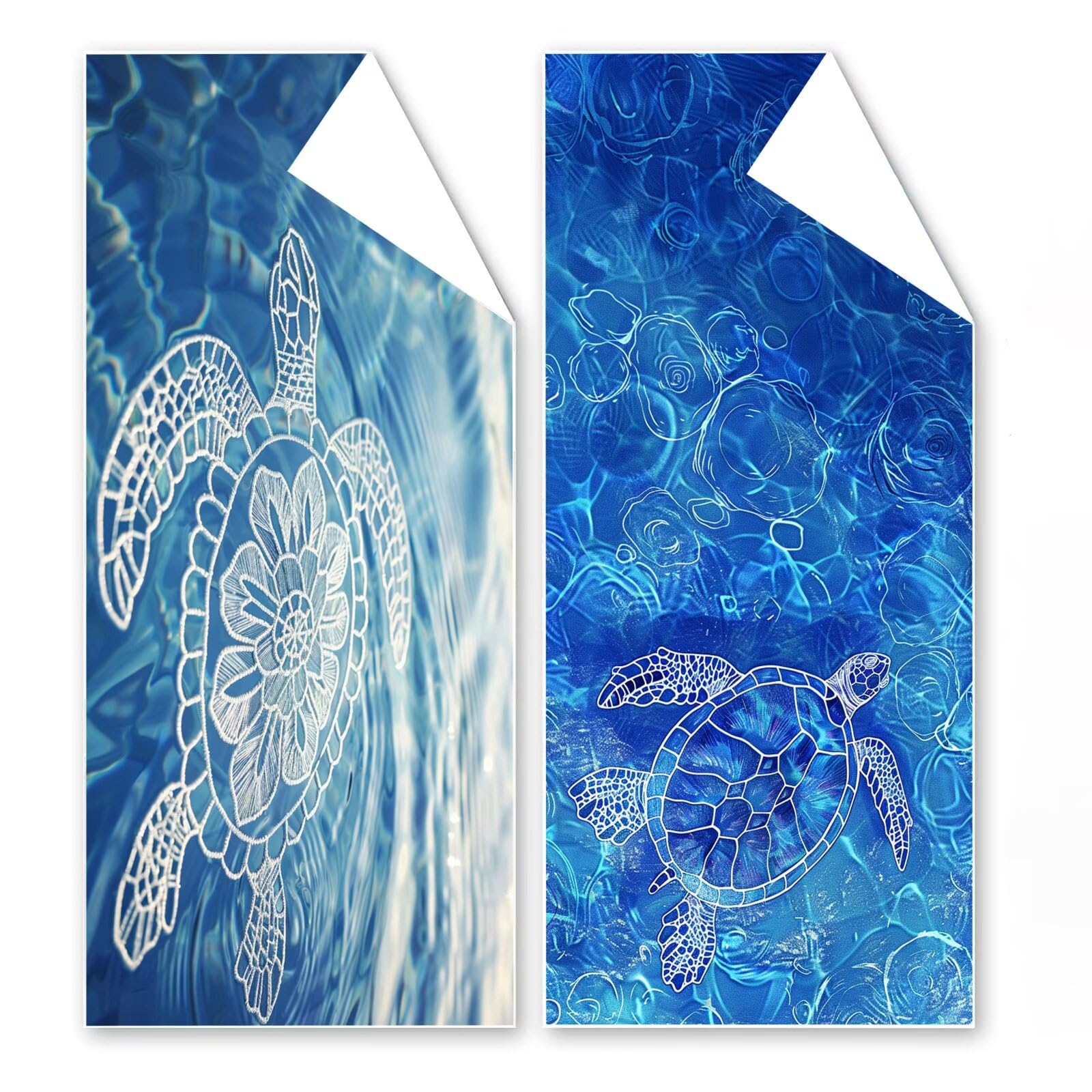 Telo Mare Microfibra 90x180 cm Telo Mare Grande, Asciugamano Palestra Assorbente Asciugatura Rapida, Asciugamano Mare Antisabbi Stuoia Spiaggia per Piscina, Viaggio 2 Set- Tartaruga Blu G1-1106