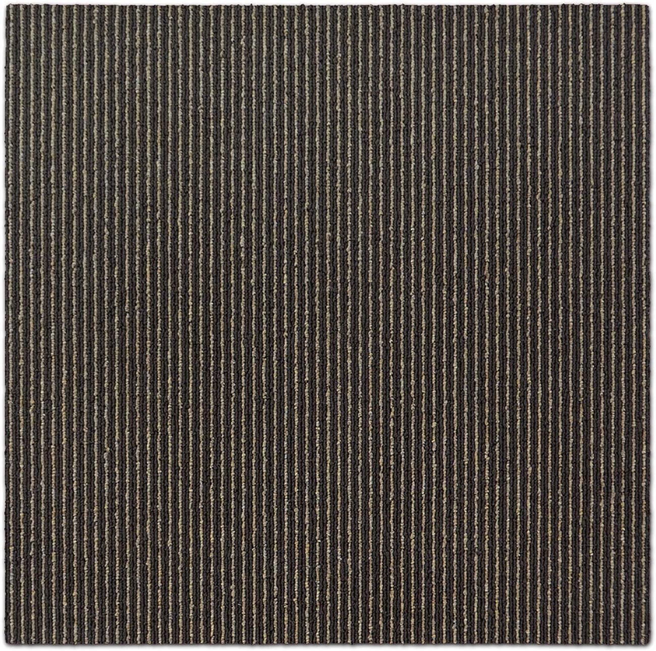 Lot de 24 dalles de tapis design Bohemia 50 x 50 cm autoportantes – 6 m² – Tapis de sol résistant avec poils bouclés de haute qualité – Antistatique avec dos en bitume (marron/beige)