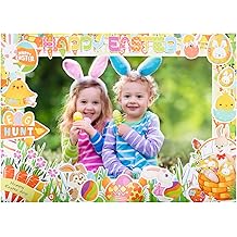 Easter Photo Booth Props, Bunny Egg Photobooth Props Selfie Photo Frame Spring Holiday Happy Easter Party Decorations Photography