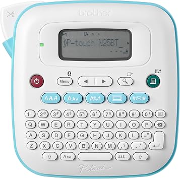 Brother P-Touch PT-N25BT Personal Connected Label Maker, Bluetooth, Design&Print2 app, Portable, Handheld and Prints with P-Touch Btag12a 12mm Wide Color Label Tapes