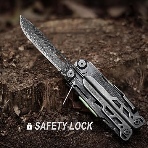 Miniatura 7 de Multiherramienta, alicates con resorte 25 en 1, multiherramienta, cada herramienta con bloqueo de seguridad, multiherramienta de acero inoxidable,