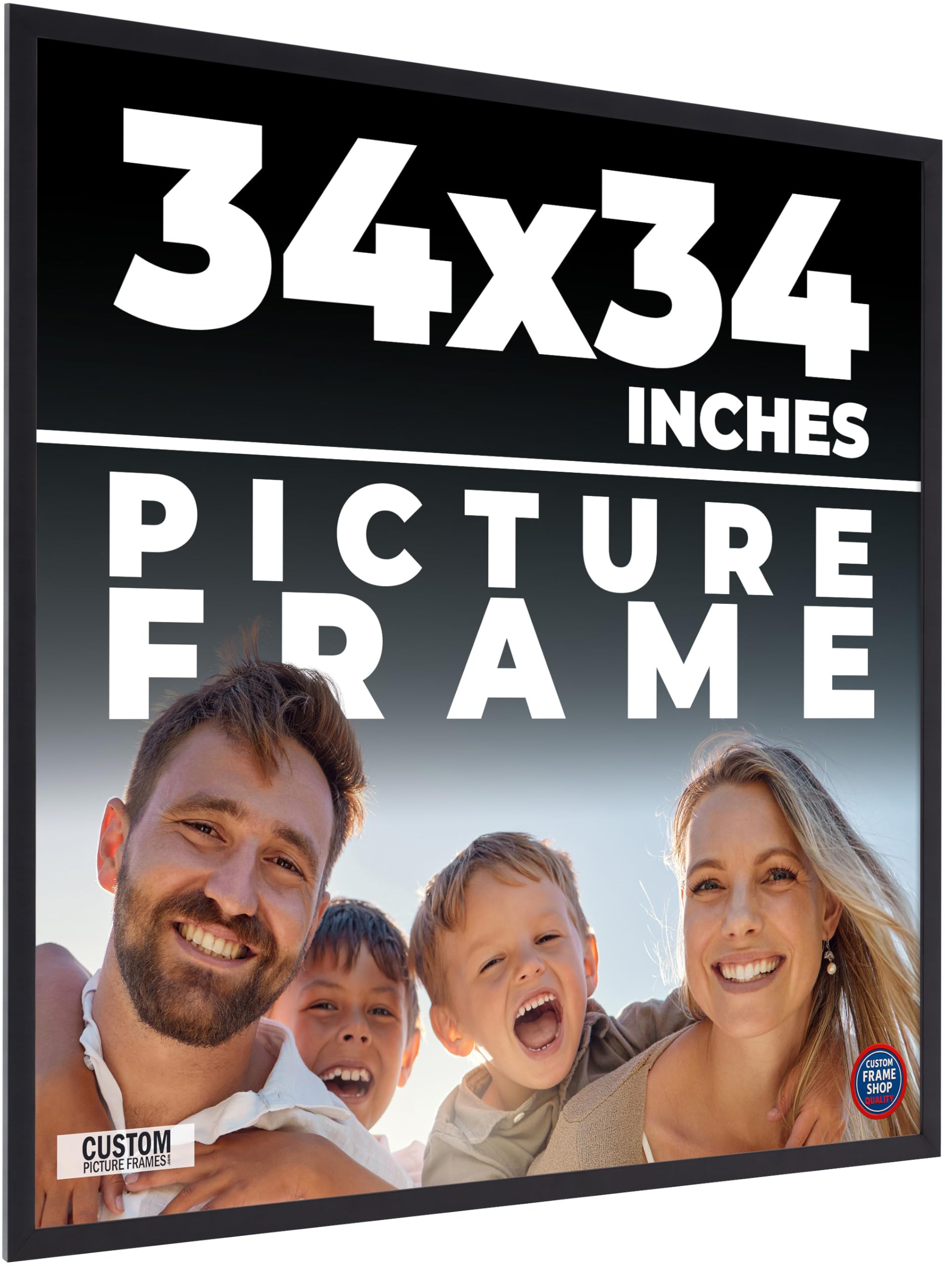 34x34 Frame Black Real Wood Picture Frame
