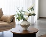 Rustic Farmhouse Textured Ceramic Vase, Handcrafted Distressed White Pottery Flower Vase for Centerpiece, Decorative Vases for Living Room, Kitchen, Bedroom, Office Decor, Gift & Weddings