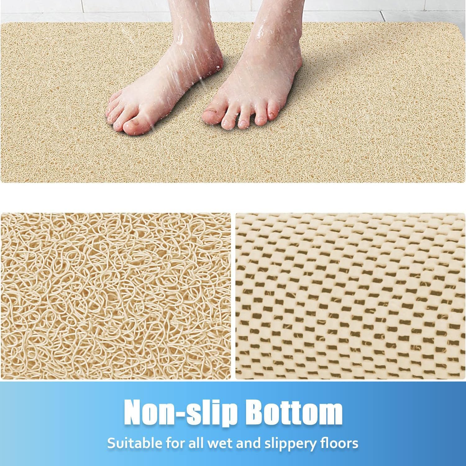 Tappeto Doccia Angolare Antiscivolo - 60x60cm In PVC, Bianco, Morbido E Antibatterico