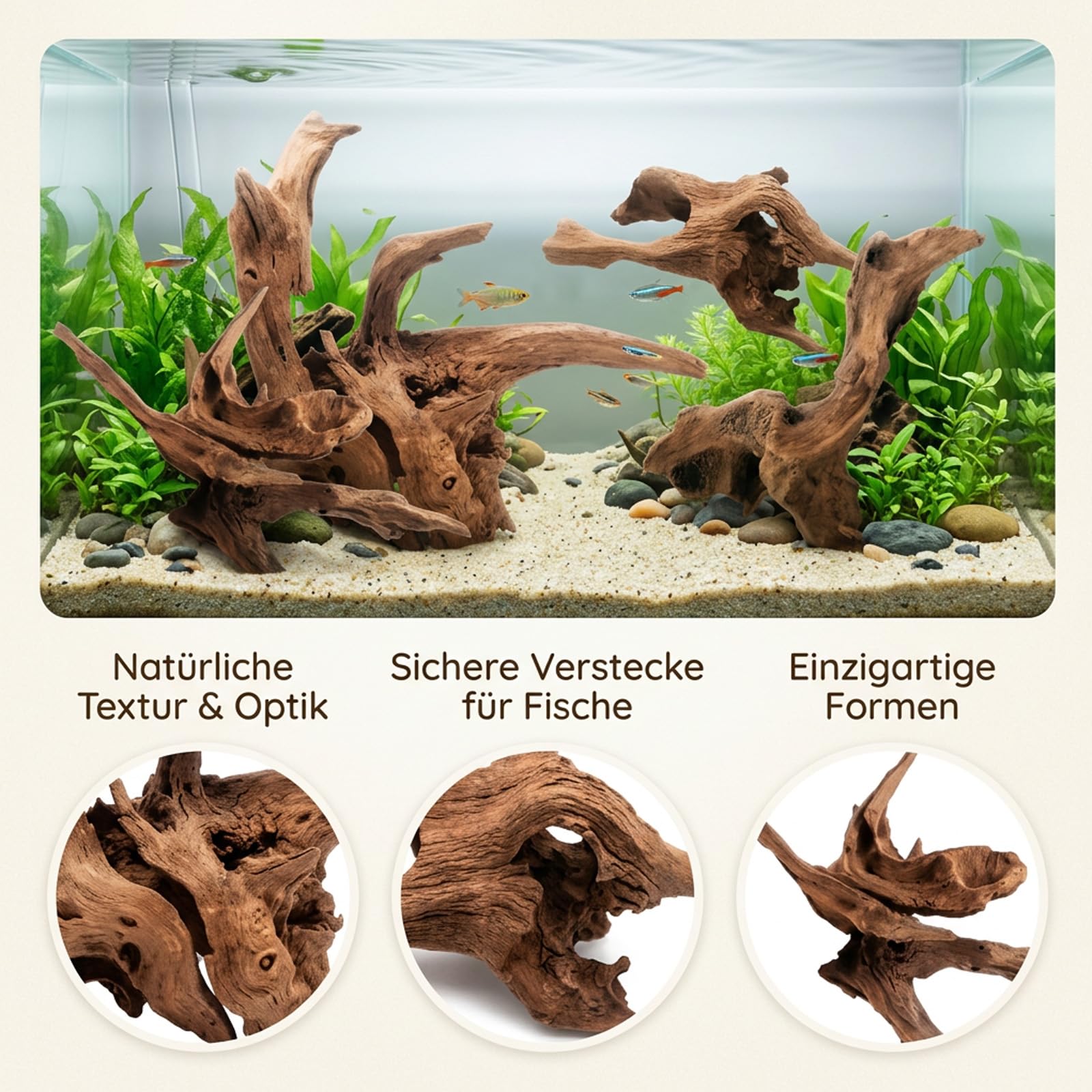 4 Pièces Bois Flotté pour Aquarium, Racine Aquarium Naturelle, Décoration Aquarium pour Paysage Aquatique, Branches Décoratives pour Terrarium et Décoration Intérieure(5-10CM, 10-15CM)