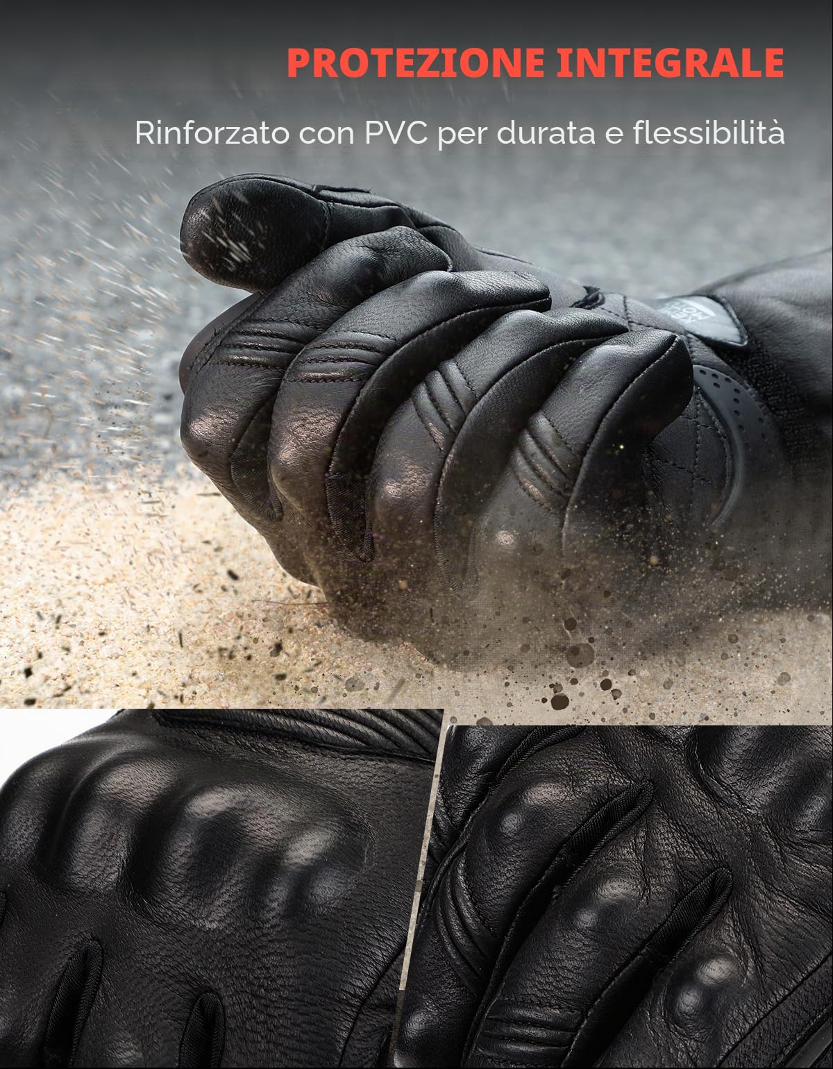 KEMIMOTO Guanti Riscaldati in Pelle Uomo Donna, Guanti Riscaldati Moto Impermeabili Touch Screen con 7.4V 3000 mAh, Adatti da ≤-35℃, Ideali per Motociclismo Ciclismo Sci Escursionismo