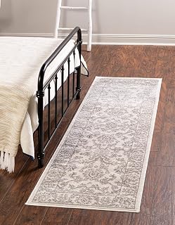 Rugs.com Charlotte Collection Rug – 6 Ft Runner Ivory Low-Pile Rug Perfect for Hallways, Entryways