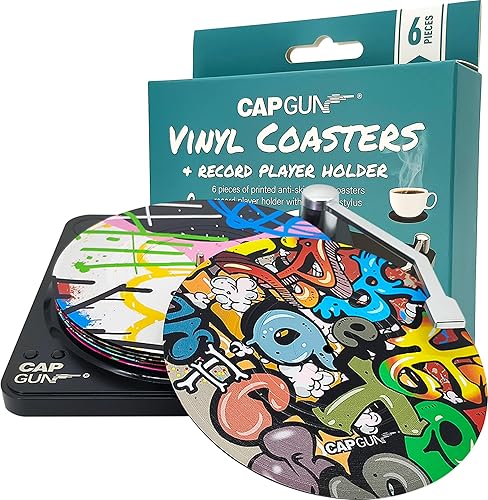 Portavasos de vinilo con soporte para reproductor de vinilo retro, juego de 6 posavasos creativos para bebidas, bares, cafeterías, fiestas en casa,