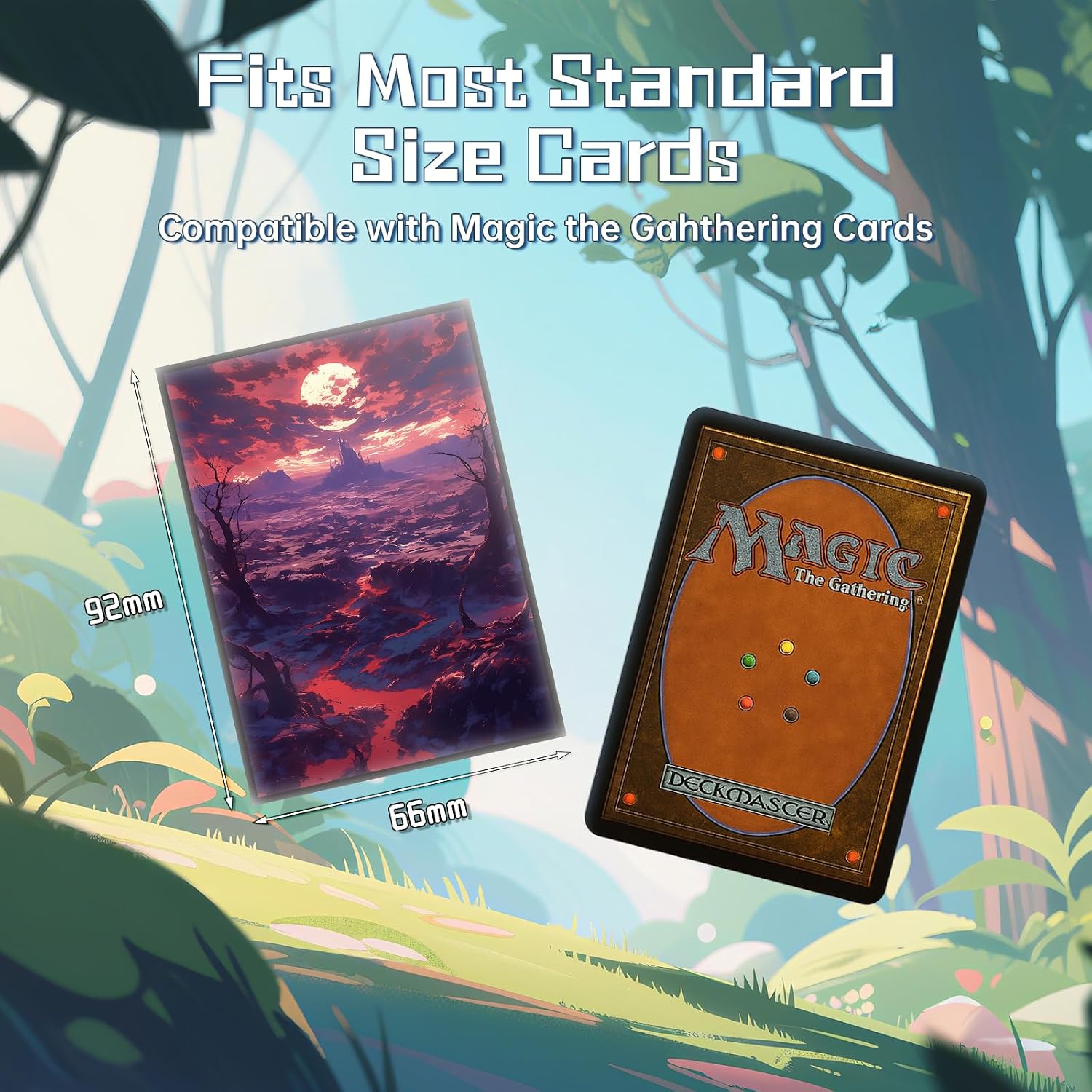 MTG Card Sleeves - Badland(Black Red) - Fantasy Dual Lands Series - Ultra Clear Front & Matte Finish Back, 100 Count Standard Size TCG Art Sleeves for Magic The Gathering