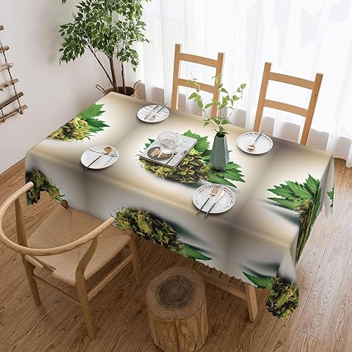 Miniatura 1 de A Puff in Time Weed - Mantel rectangular de encaje de poliéster de 54 x 72 pulgadas, resistente a las arrugas, lavable, mantel grueso
